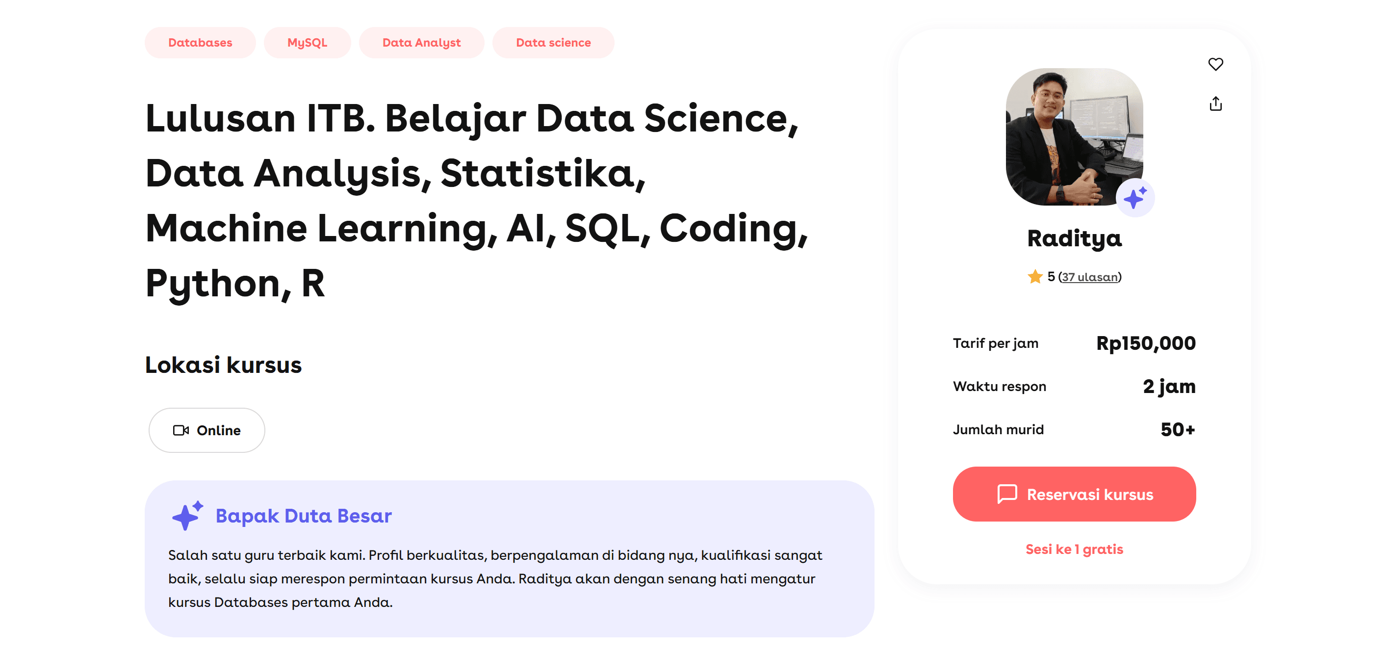 Data Science, Data Analysis, Statistika, Machine Learning, SQL, Coding Python
